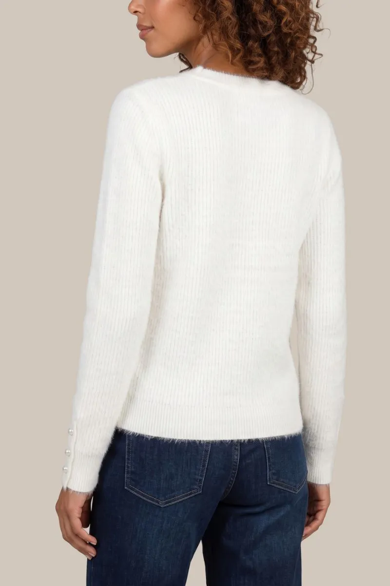 G-maxx Maille Knitting Sweater Wool White, witte gebreide wollen trui
